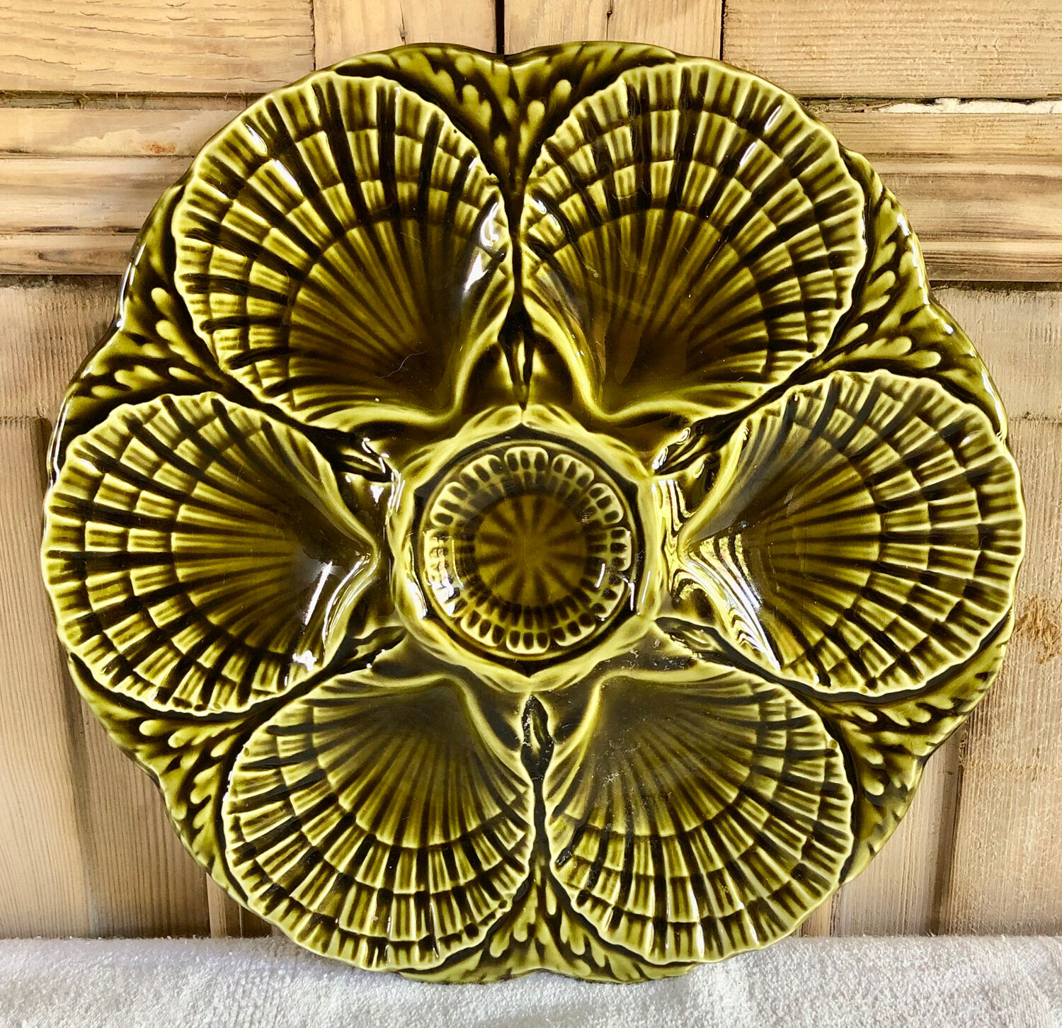 Lot 6 plates of oysters barbotine Sarreguemines