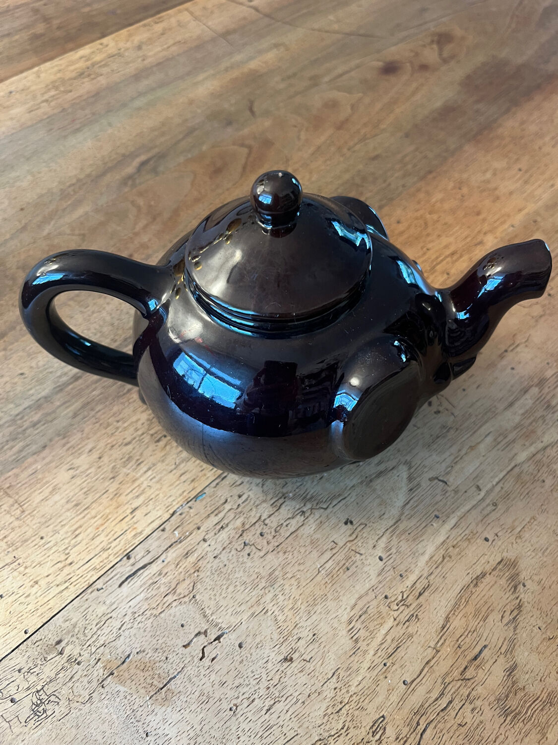 Brown ceramic teapot