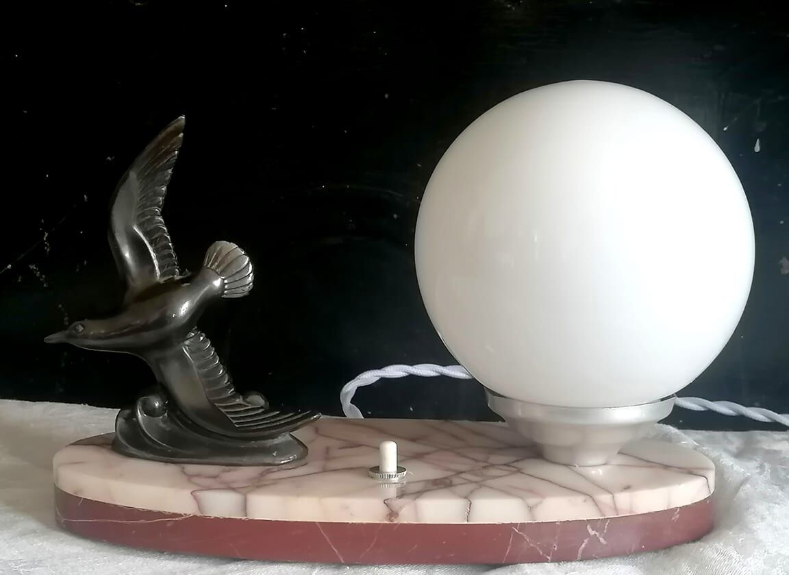 Art Deco bird night light lamp