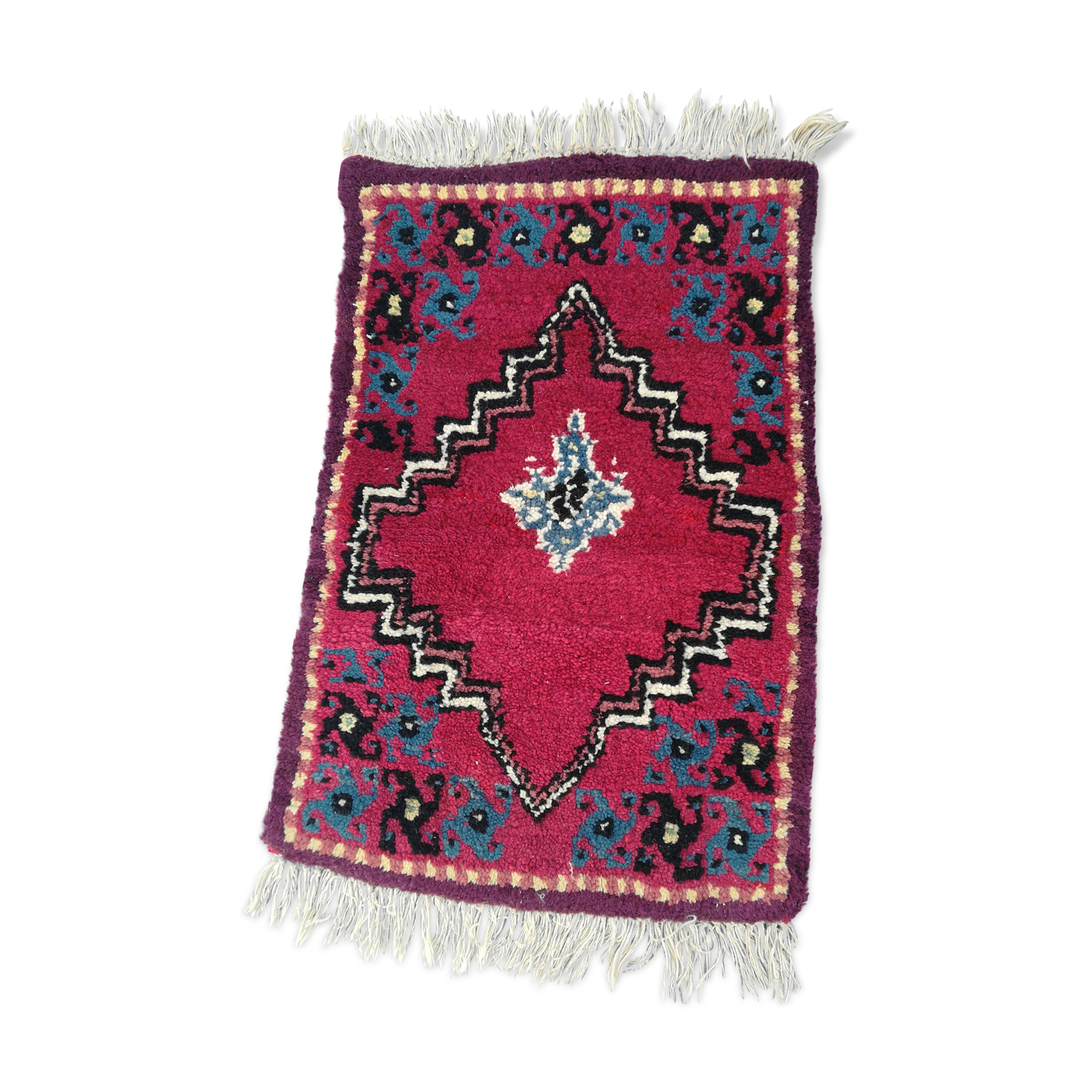 Ethical rug in wool handmade, 76x43cm