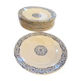 11 plates in opaque porcelain from Gien known as Terre de Fer