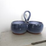 Glazed terracotta double salt dish