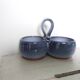 Glazed terracotta double salt dish