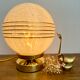 Vintage globe-laying lamp in white Clichy glass gold stripes.
