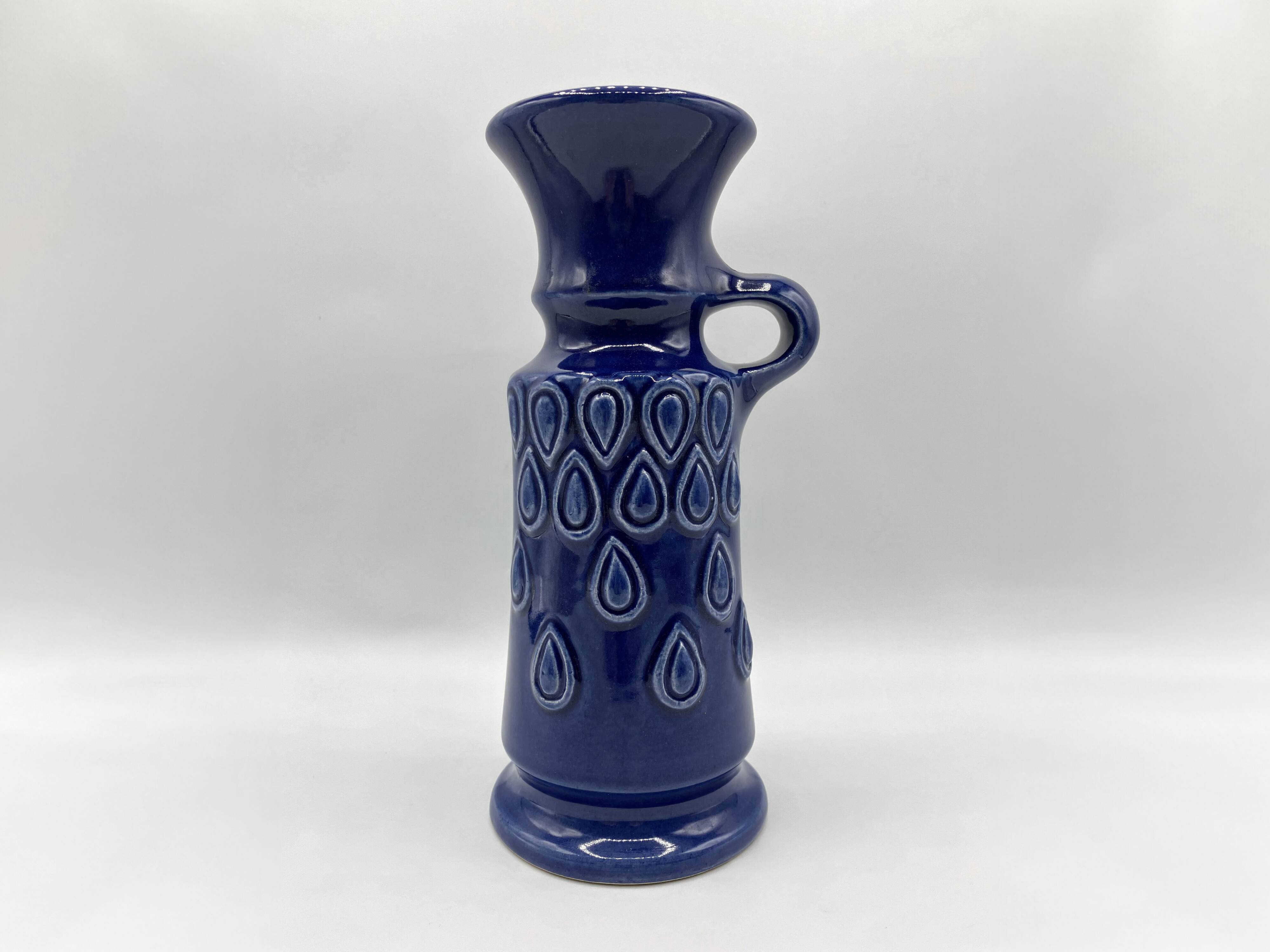 JASBA vase/pitcher/jug in blue glazed ceramic • West Germany • Circa 1960