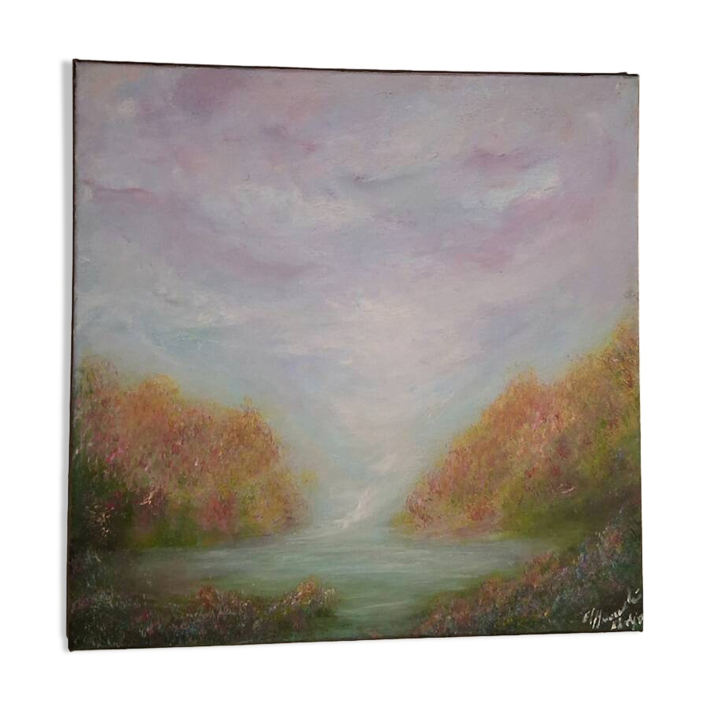 Half-abstract, half-impressionist tableau, original signed with its certificate.