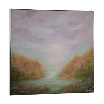 Half-abstract, half-impressionist tableau, original signed with its certificate.