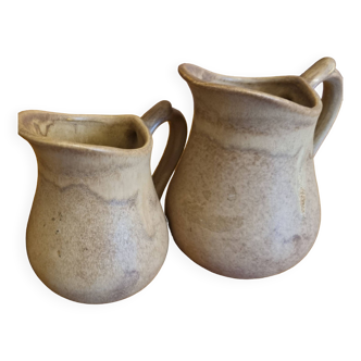 Set of 2 small creamer pitchers in Rhodaceram stoneware 30 cl, 20 cl