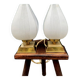 Pair of bedside lamps, glass and brass, 1950