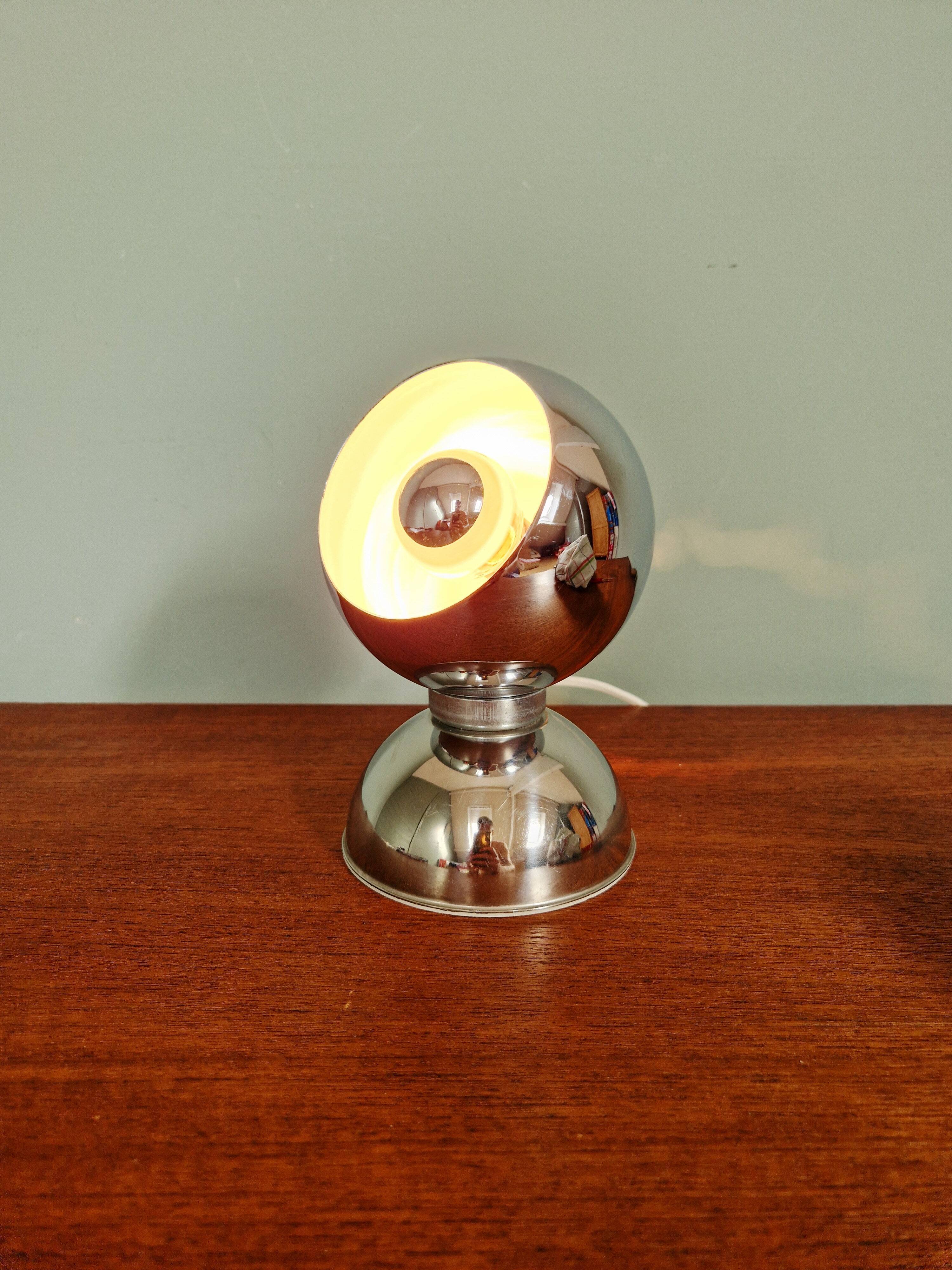 Chrome metal Eyeball lamp, Goffredo Reggiani, 1970