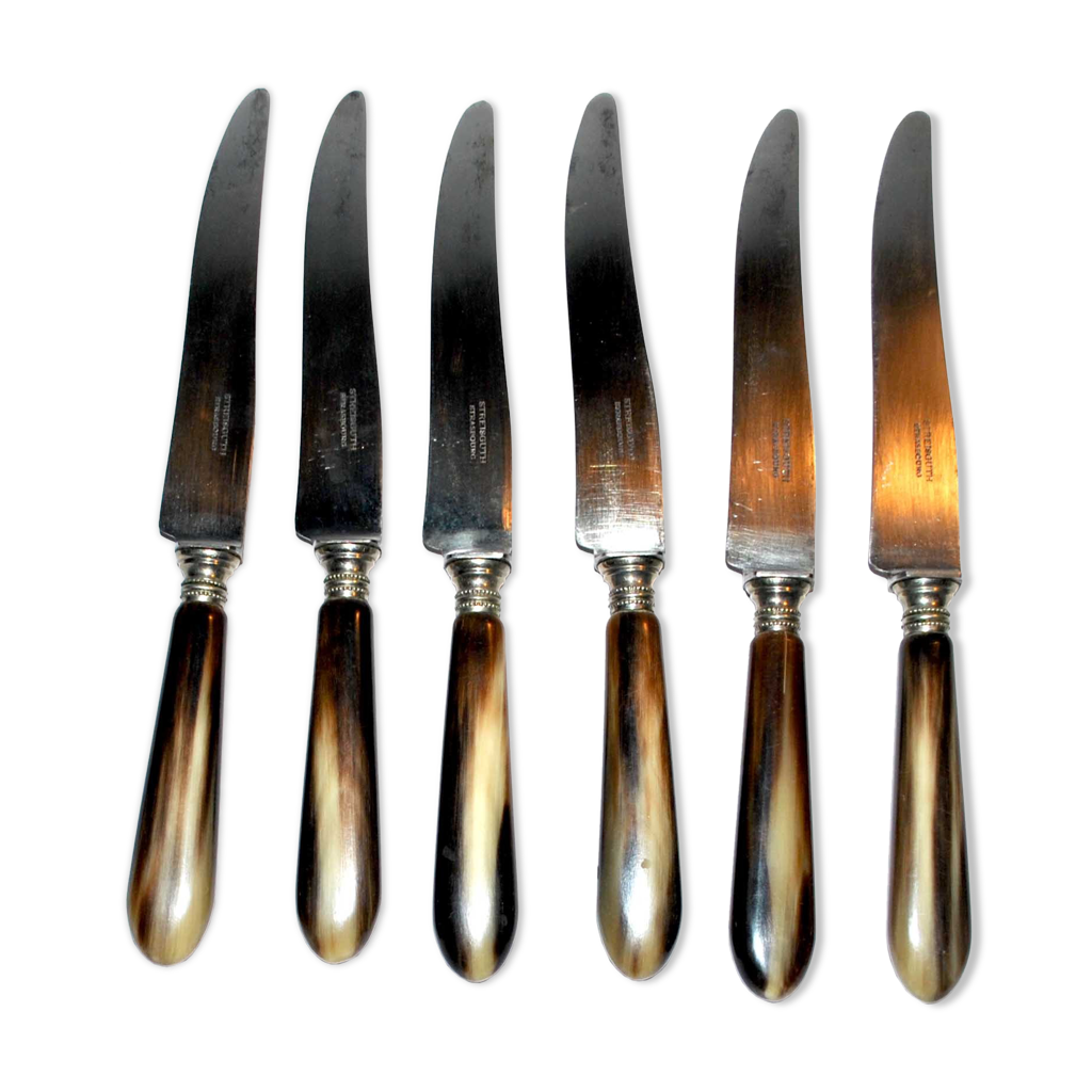 Lot De 10 Couteaux Anciens TD Paris – Manche Corne Et Acier – 1900-1919