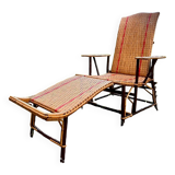 Chaise longue en rotin année 1950