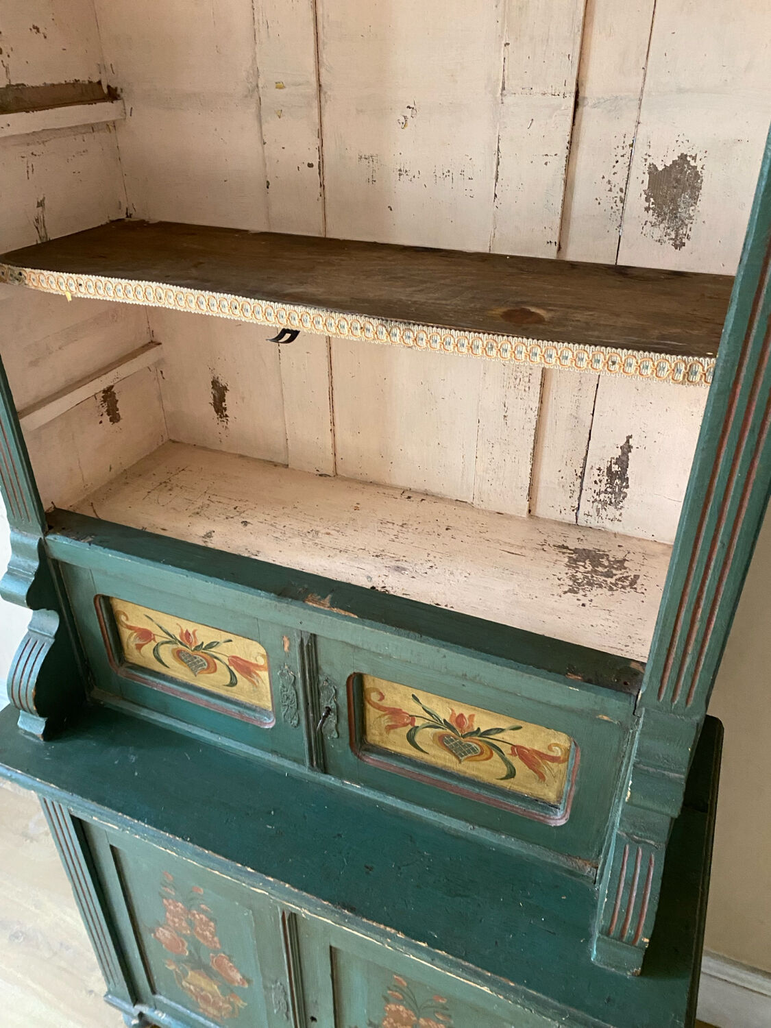 Antique polychrome Alsatian kitchen cupboard