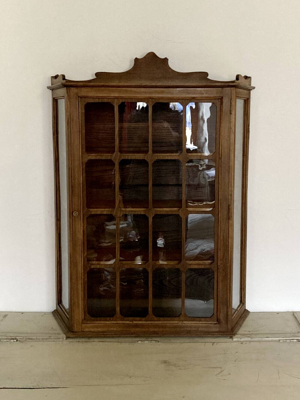 Antique wooden wall display cabinet