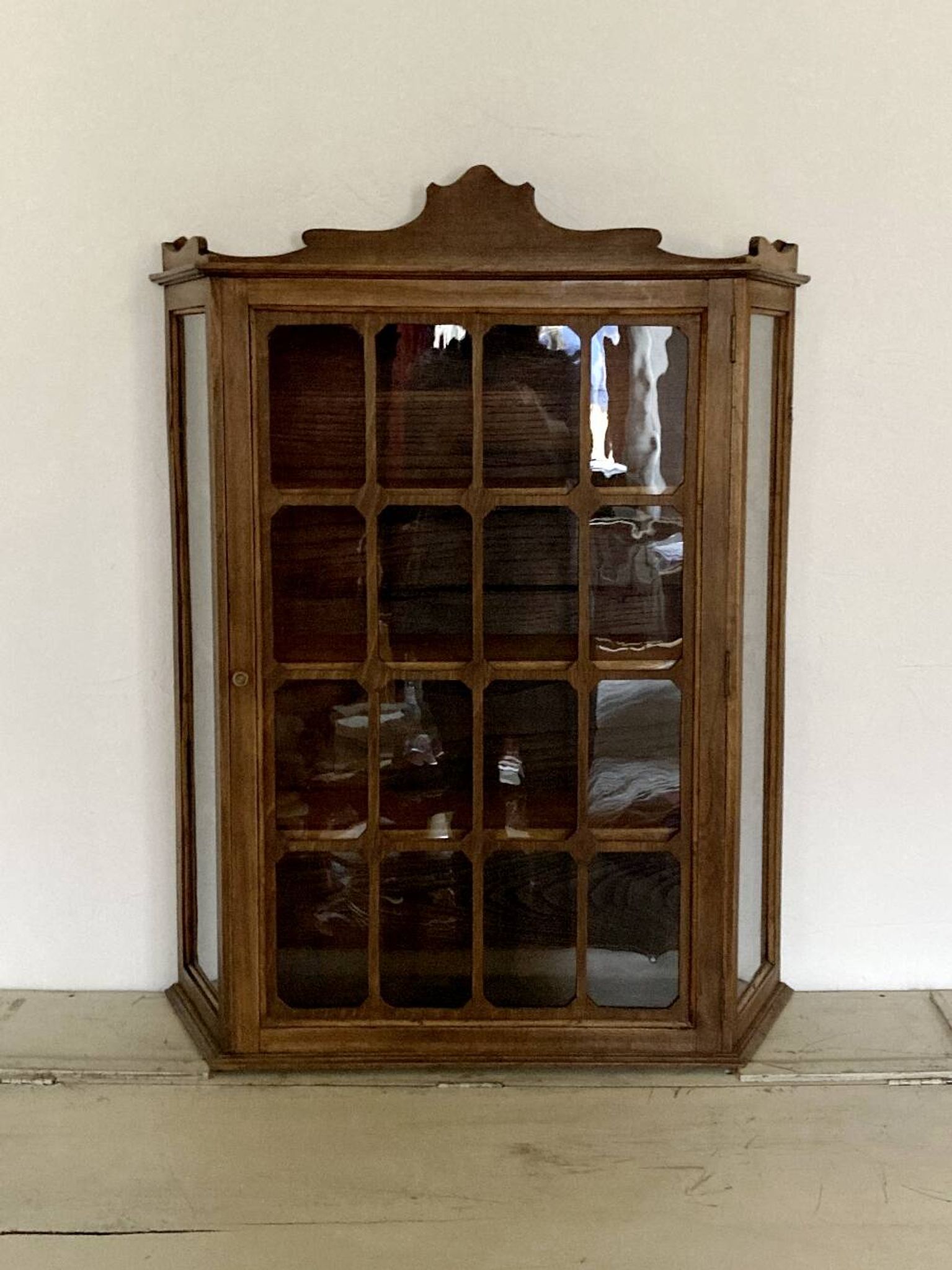 Antique wooden wall display cabinet