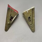 Set of two hole pattern theatre wall light sconces, france, 1950