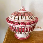 Vintage pierced porcelain bonbonnière