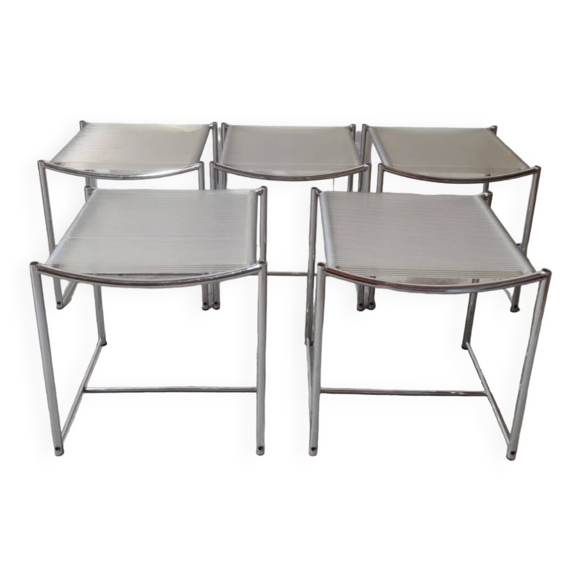 Series of 5 spaghetti stools by G. Belotti Alias