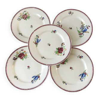 lot de 5 grandes assiettes plates Villeroy & Boch La Louvière fabrication belge en Terre de Fer débu