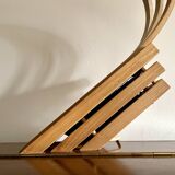 Large curved wooden lamp 1980