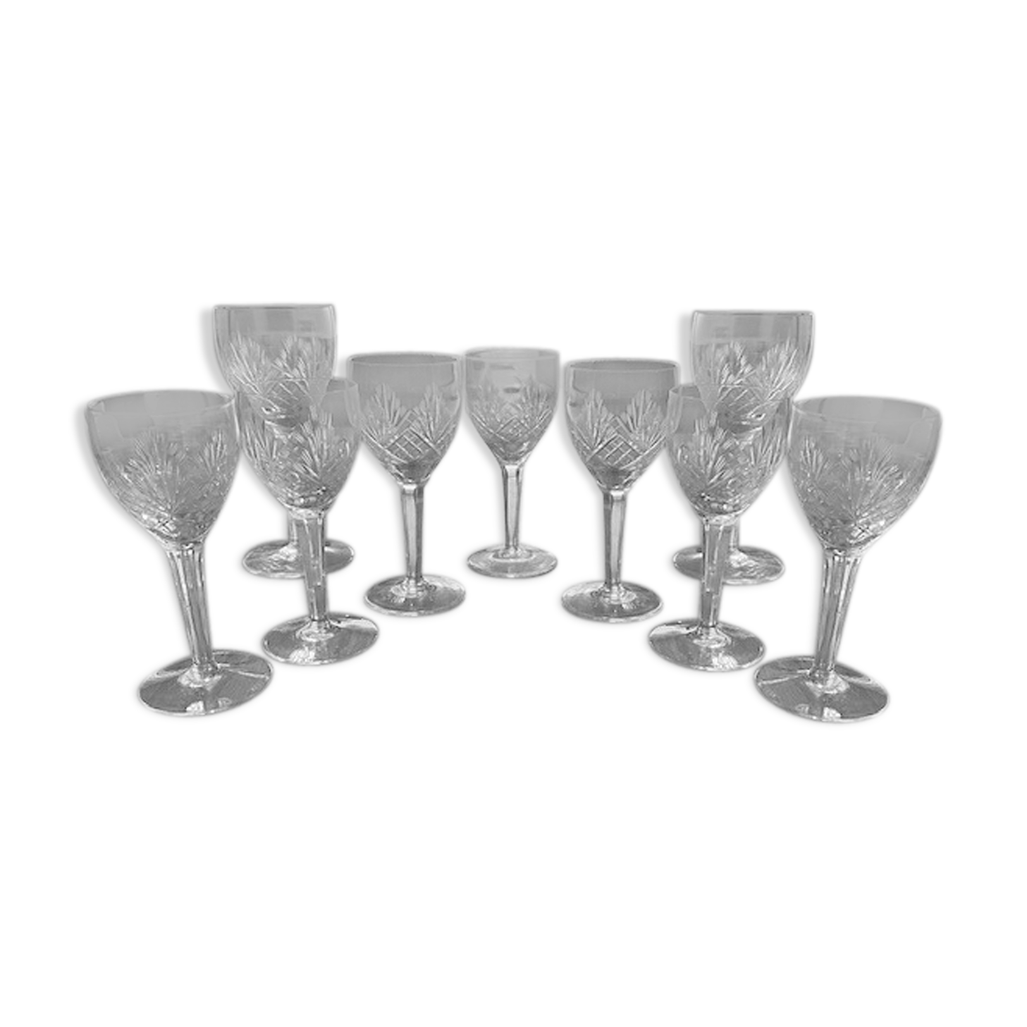 Lot of 9 crystal glasses