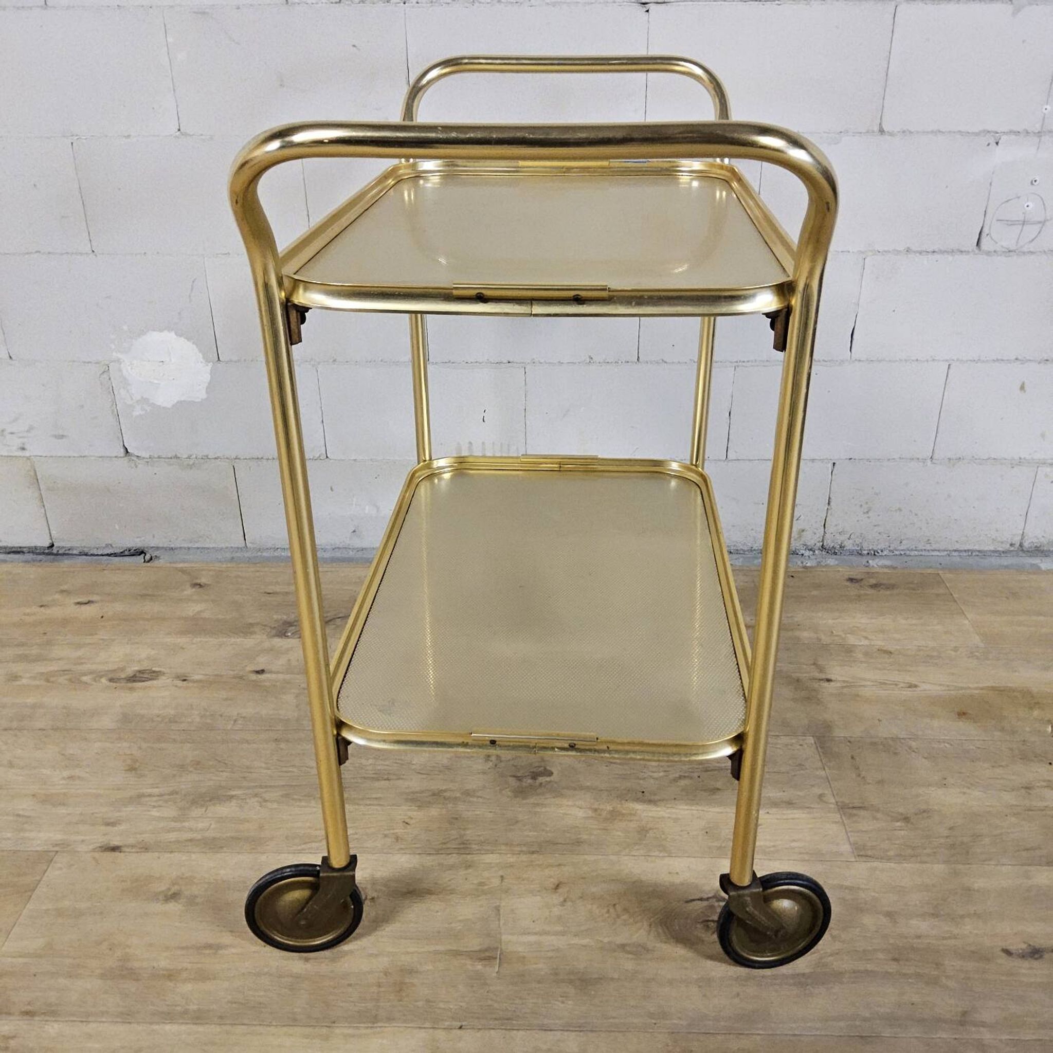 Vintage Carefree English serving trolley gold-coloured 50s/60s