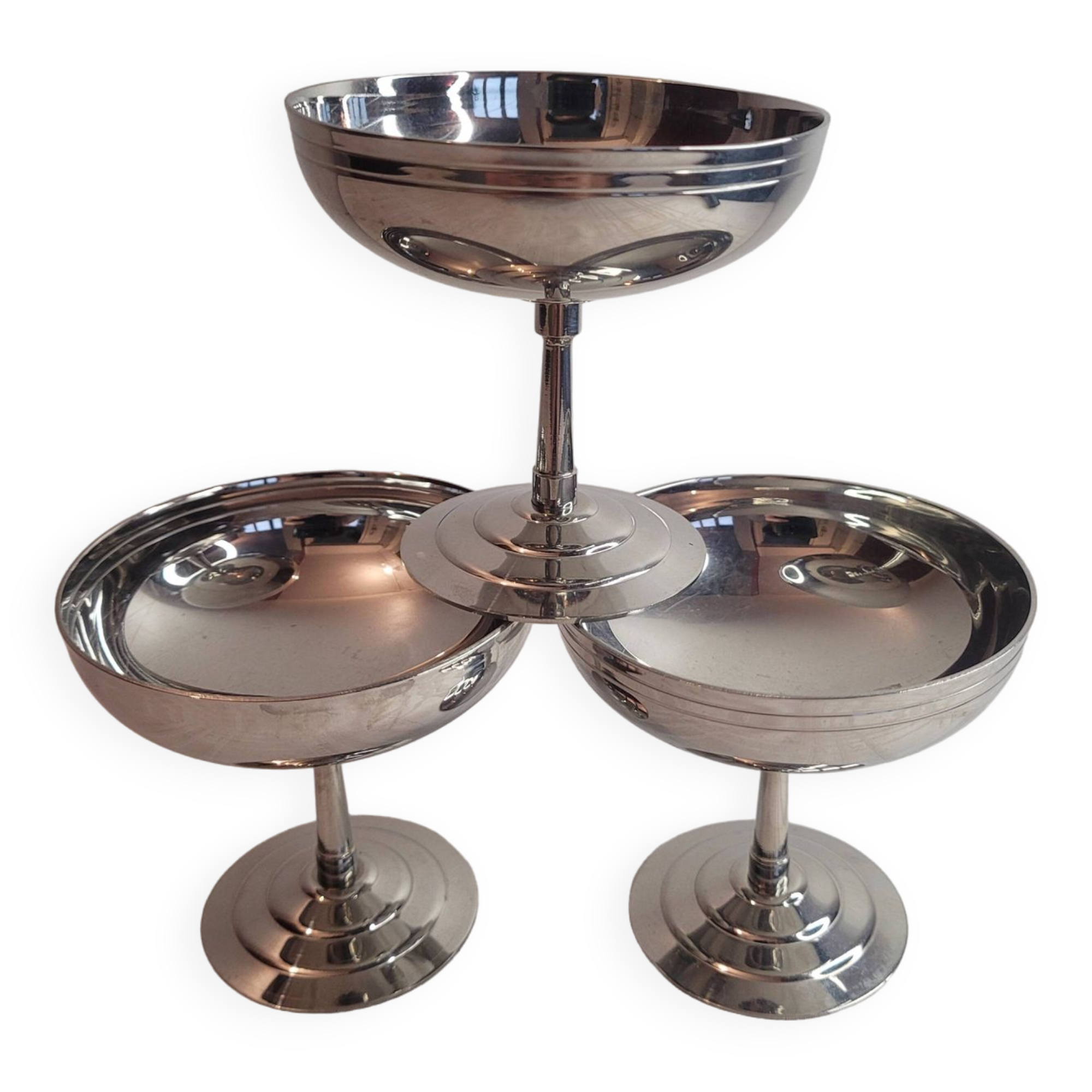 3 stainless steel ice cream cups LETANG REMY