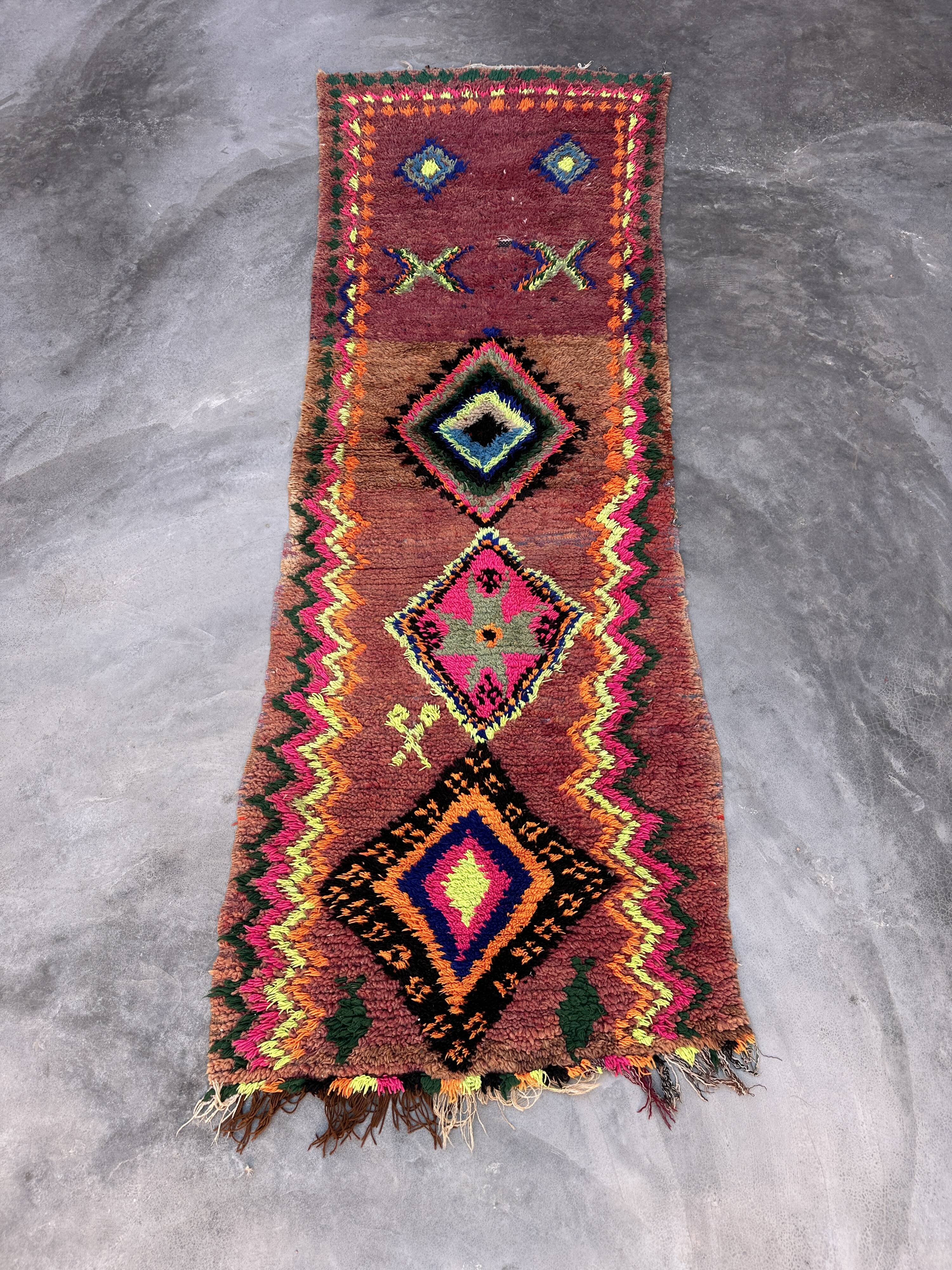 Tapis Marocain Boujad coloré - 90 x 246 cm