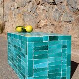 Table basse en Zellige moderne bleu turquoise