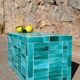 Table basse en Zellige moderne bleu turquoise