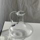 Vintage glass carafe with flattened flared belly handle H18