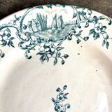 Round blue ironstone dish