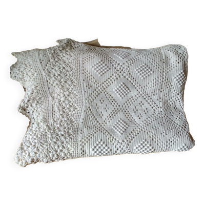 Dessus de lit en coton blanc écru jeté de lit en crochet