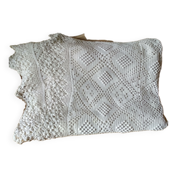 Dessus de lit en coton blanc écru jeté de lit en crochet