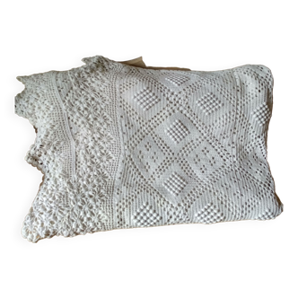 Dessus de lit en coton blanc écru jeté de lit en crochet