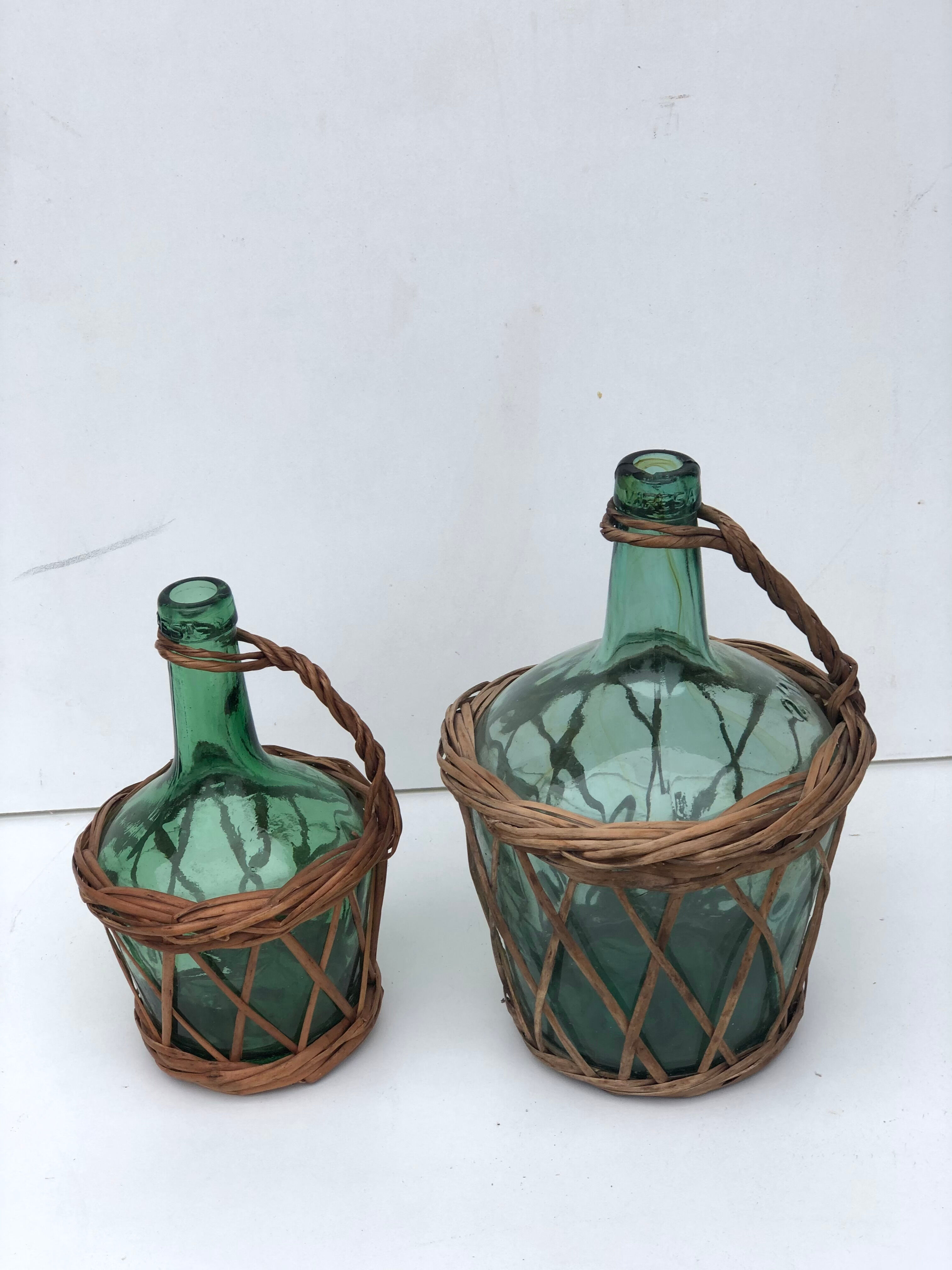 Ladies-jeanne dressed in wicker - lot of 2