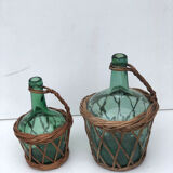 Ladies-jeanne dressed in wicker - lot of 2