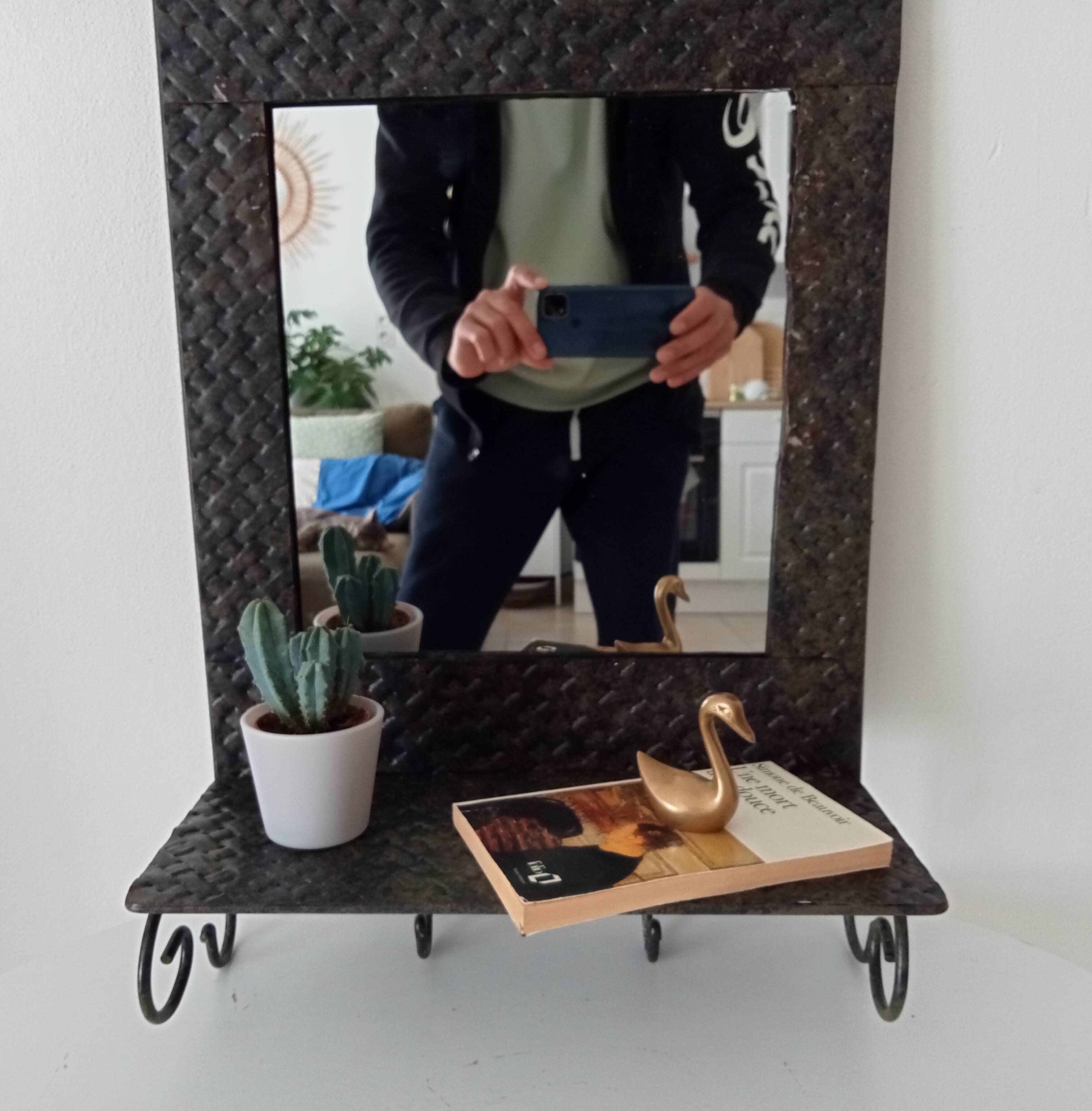 Vintage wrought iron tablet mirror