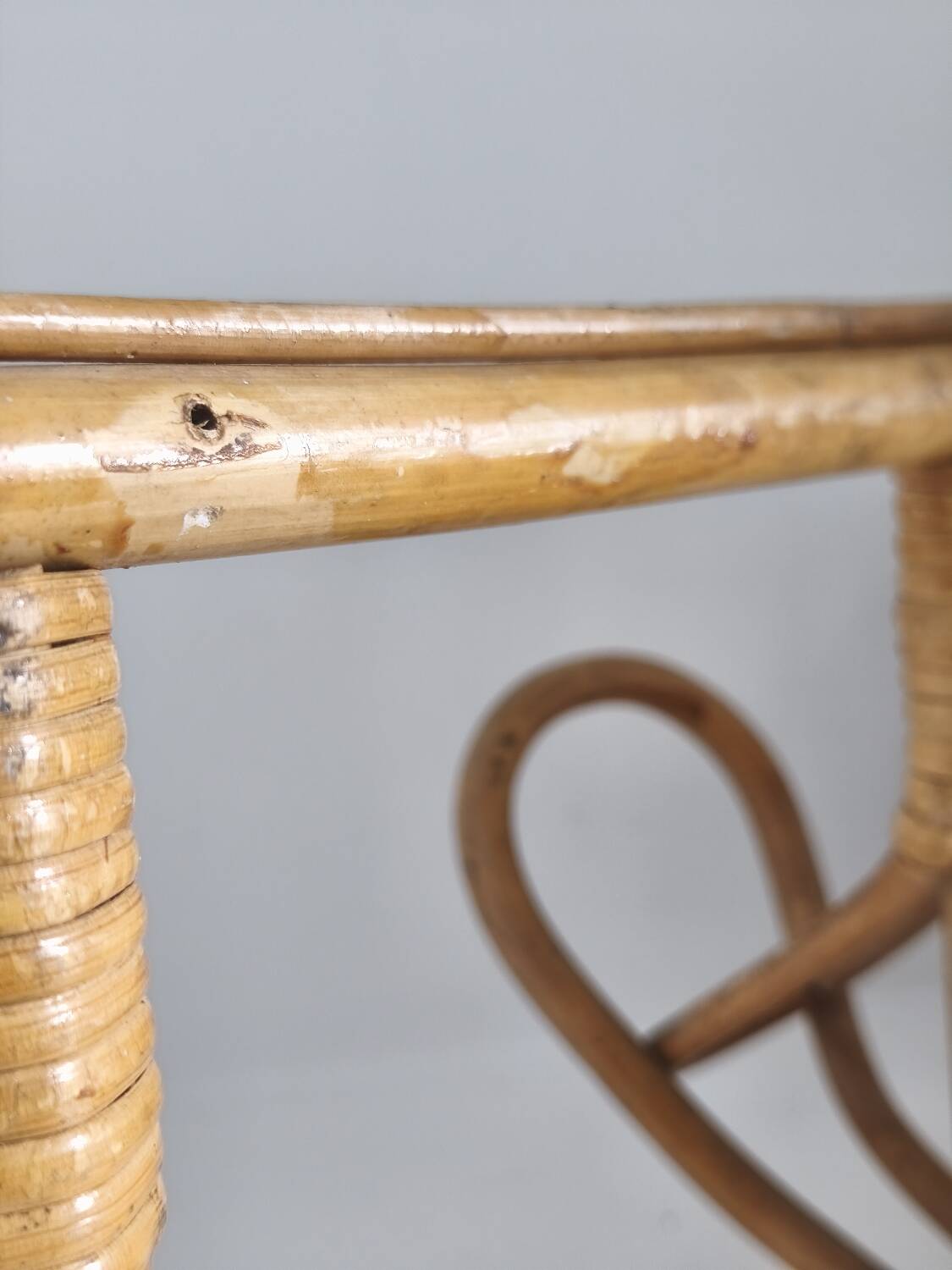 Vintage rattan 3-hook coat rack