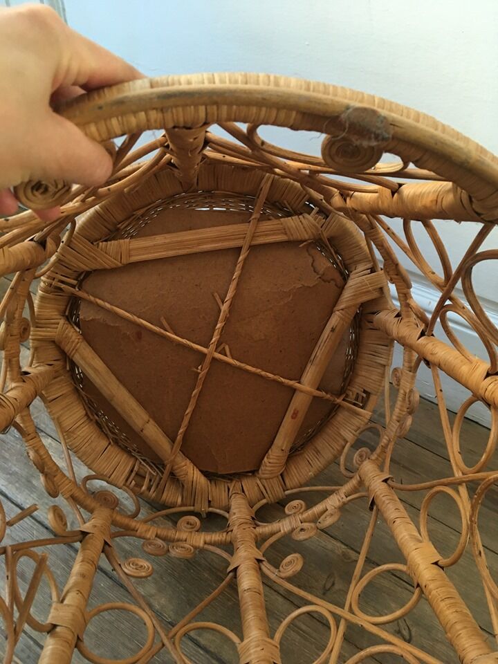 Peacock vintage rattan side table