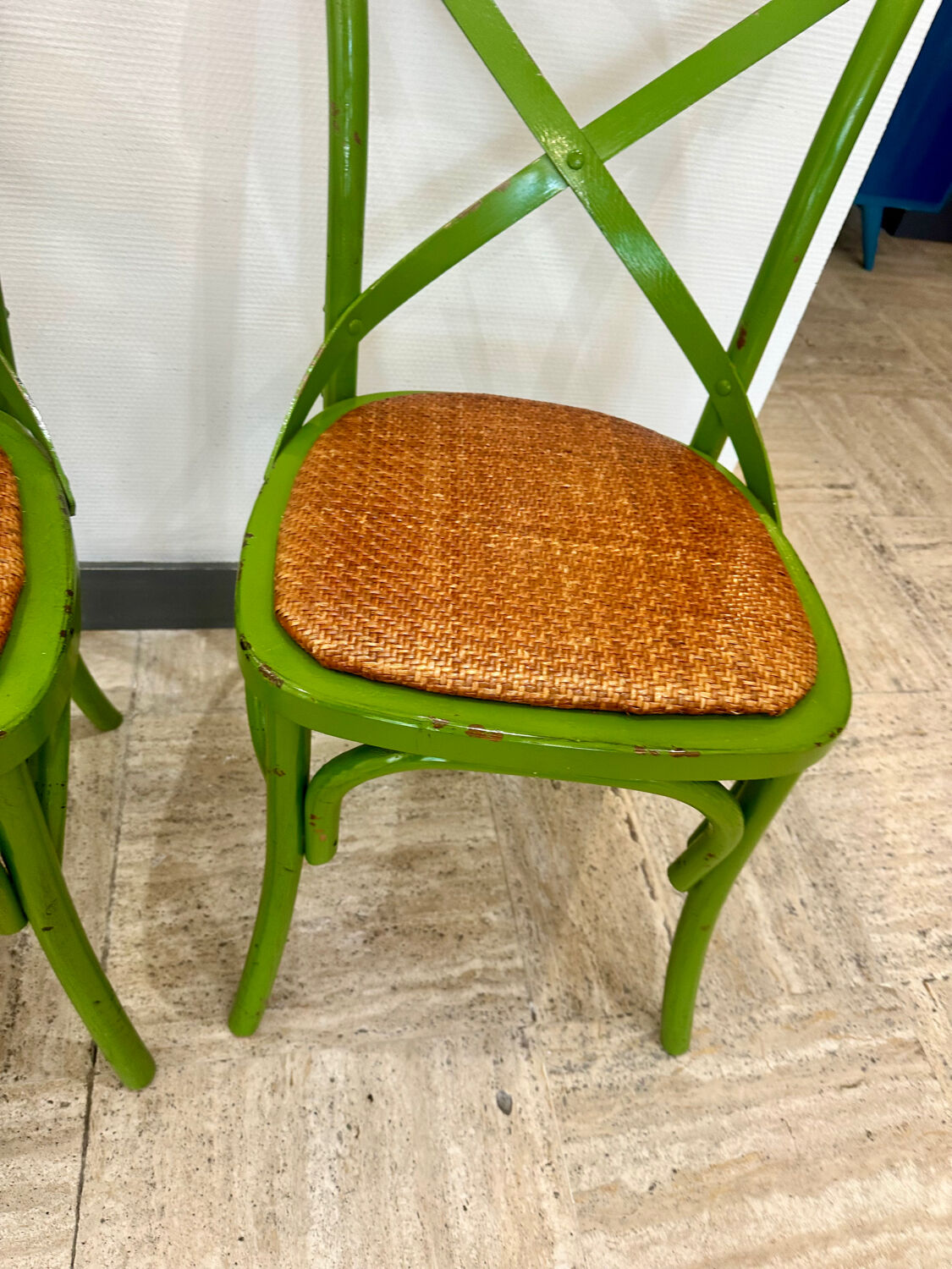 Vintage green bistro chair pairs