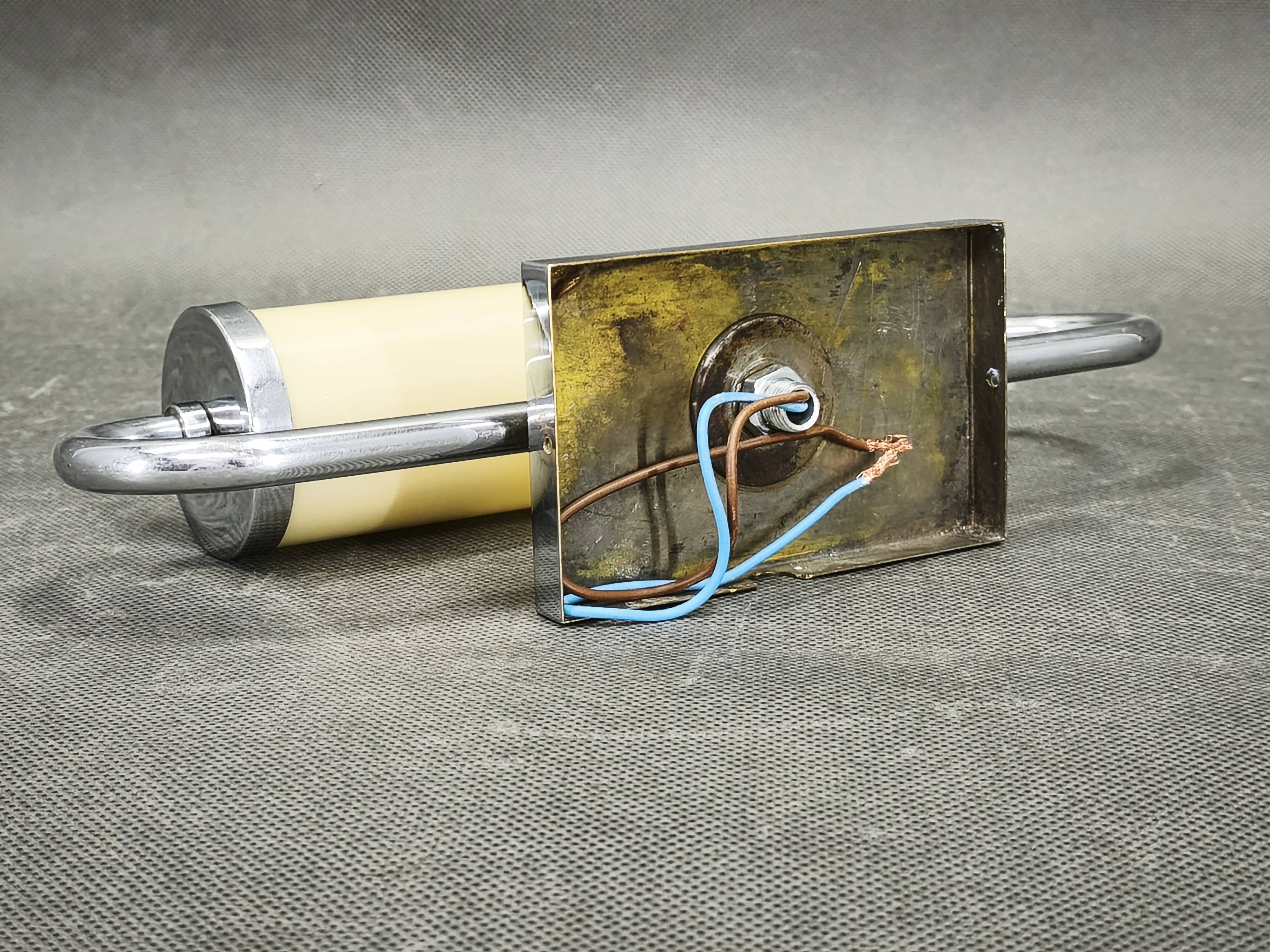 Czech Art Deco Chrome and Champagne Glass Wall Light, 1930s