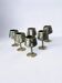 Abalone shell & alpaca shot glasses, set of 6, Mexico, 1970