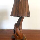 Vintage lamp in olive wood, 70s