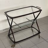 Cesare Lacca 1950 Italian Bar Cart with Brass Wheels