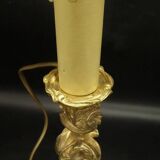 Large Rocaille / Rococo / Louis XV style candlestick lamp from the 19th century - bronze