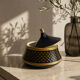 Vintage cobalt blue and gold porcelain bonbonnière.