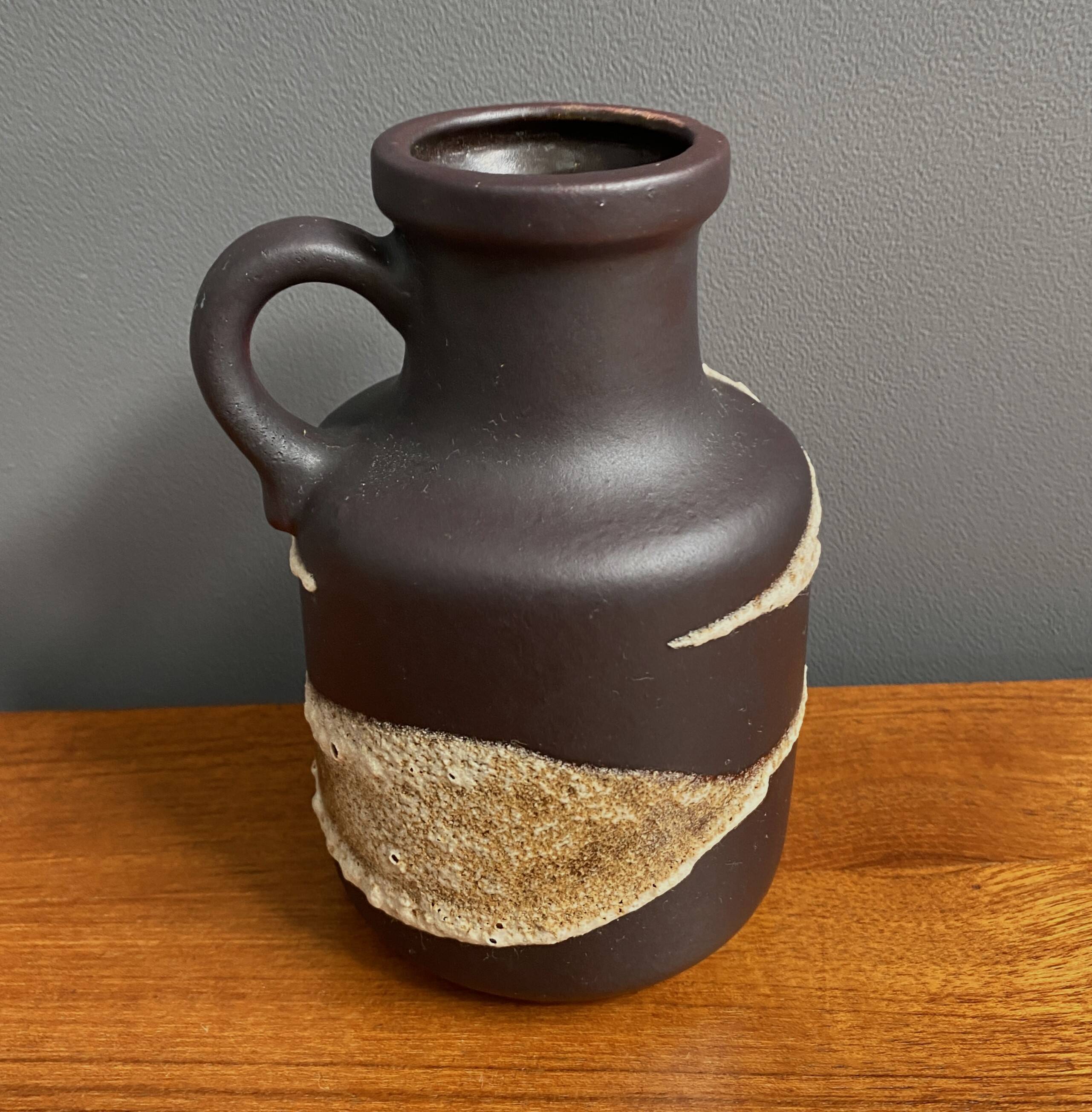Brown fat lava vase by Scheurich model 414-16 West-Germany 1970s