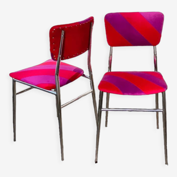 Duo de chaises patchwork rouge/violet