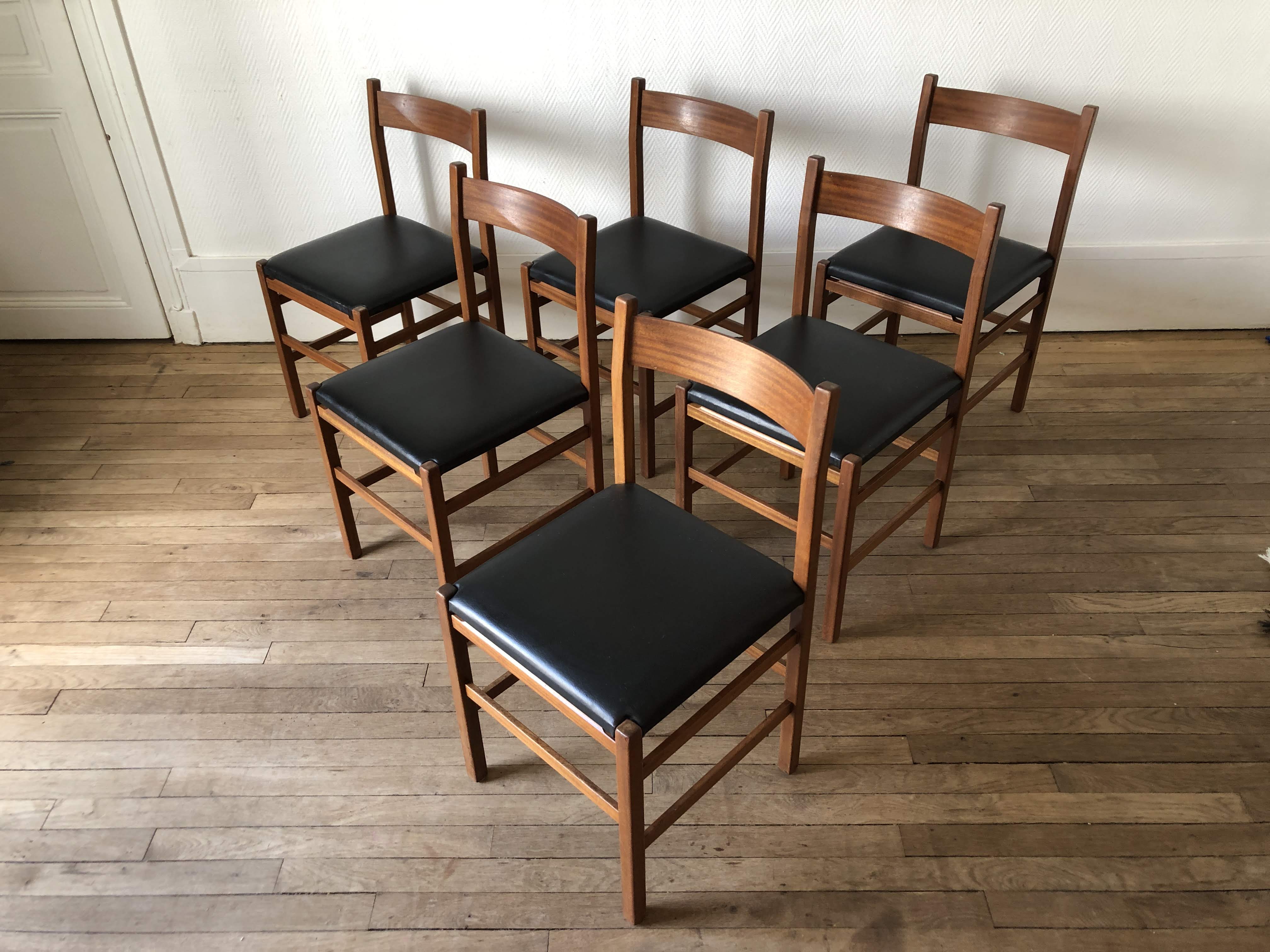 6 chaises scandinave années 60